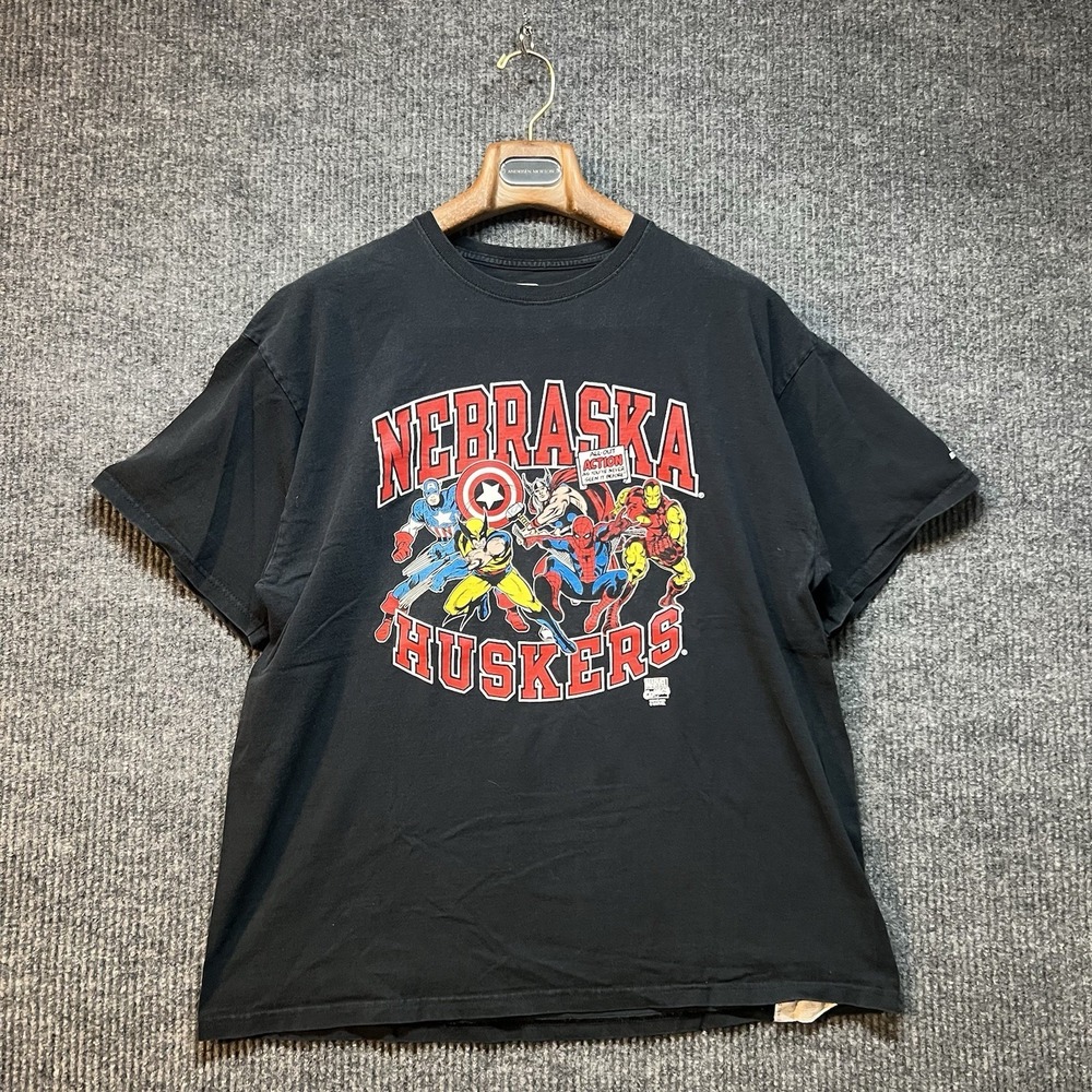 Russell Athletic Nebraska Huskers Marvel Avengers‎ Graphic T Shirt Size Mens XL